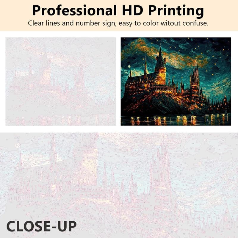 Castle Paint by Numbers Kit for Adults - 16x20 Inch Abstract Decor