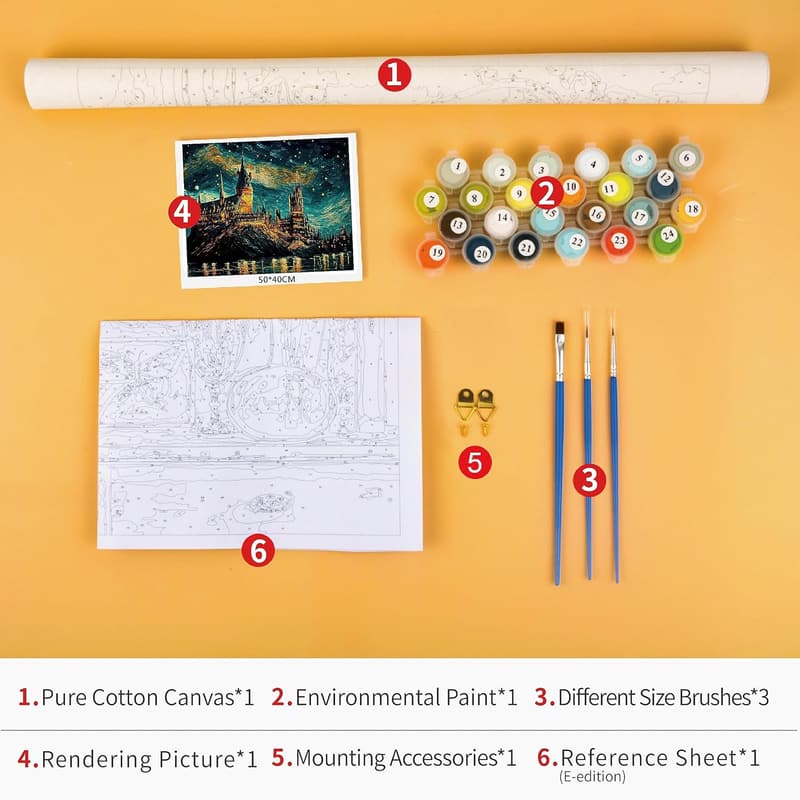 Castle Paint by Numbers Kit for Adults - 16x20 Inch Abstract Decor