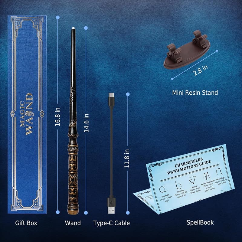 Rechargeable Wizard Wand with 5 Colors for Kids Cosplay