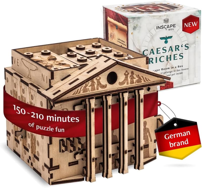 Birthday Gift - Wooden Escape Room Puzzle Box with Hidden Compartments