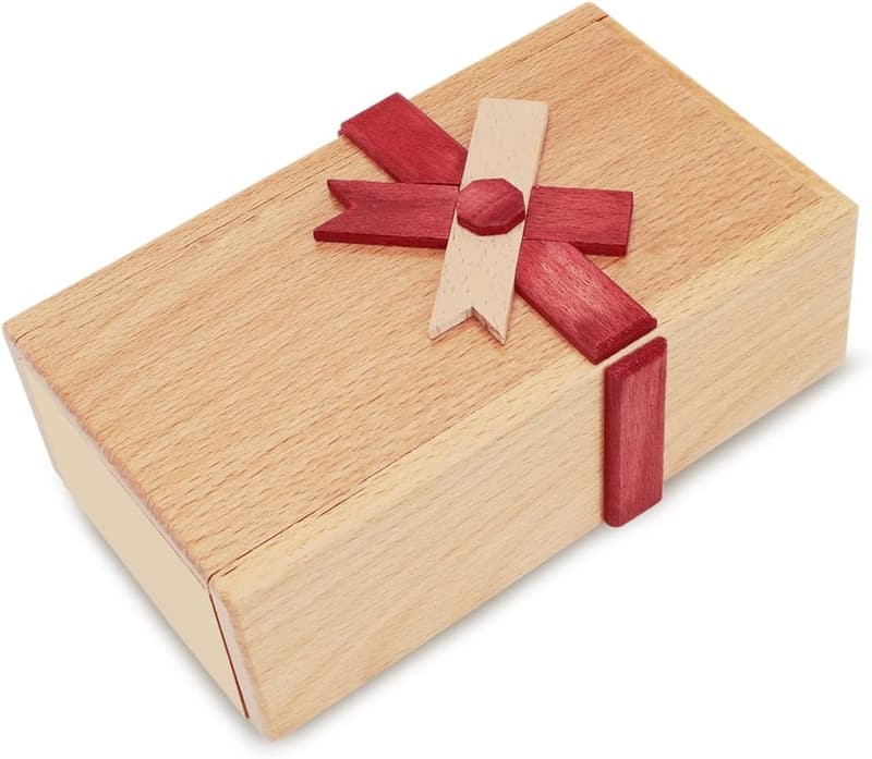Wooden Puzzle Box with Hidden Compartment - Mystery Gift for Adults