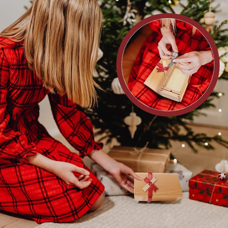 Wooden Puzzle Box with Hidden Compartment - Mystery Gift for Adults