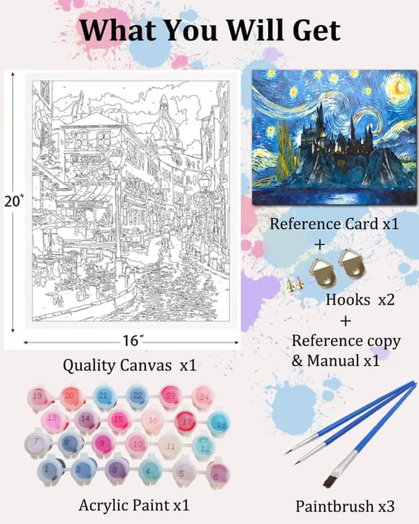 Starry Sky Castle Paint by Numbers Kit for Adults 16x20