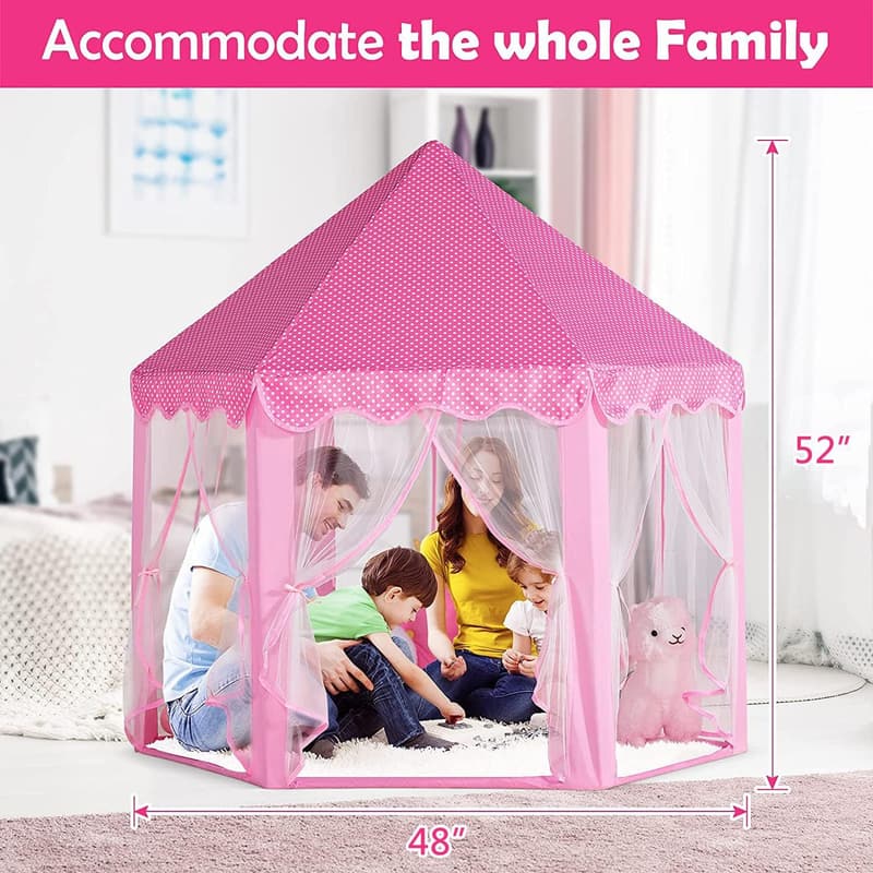 Princess Castle Play Tent for Girls with Star Lights - Pink