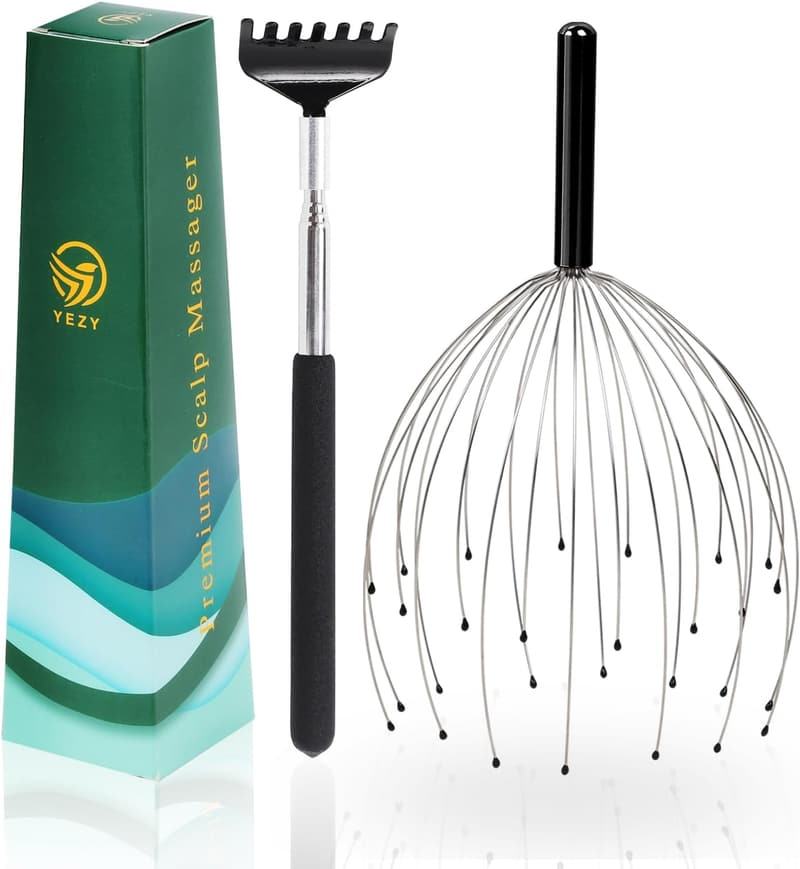 28-Finger Head and Back Massager - Black Scalp Scratcher