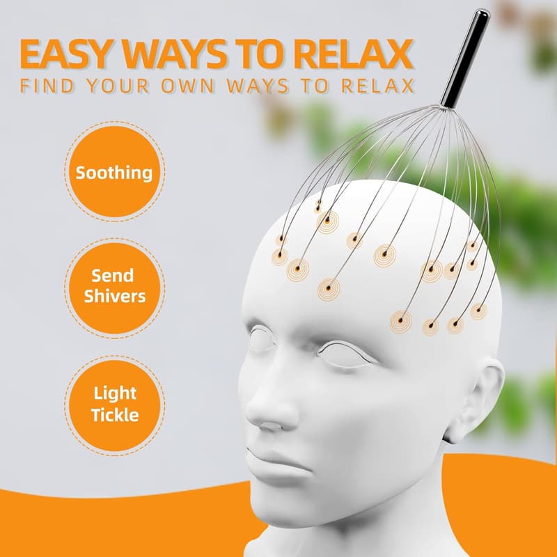 28-Finger Head and Back Massager - Black Scalp Scratcher