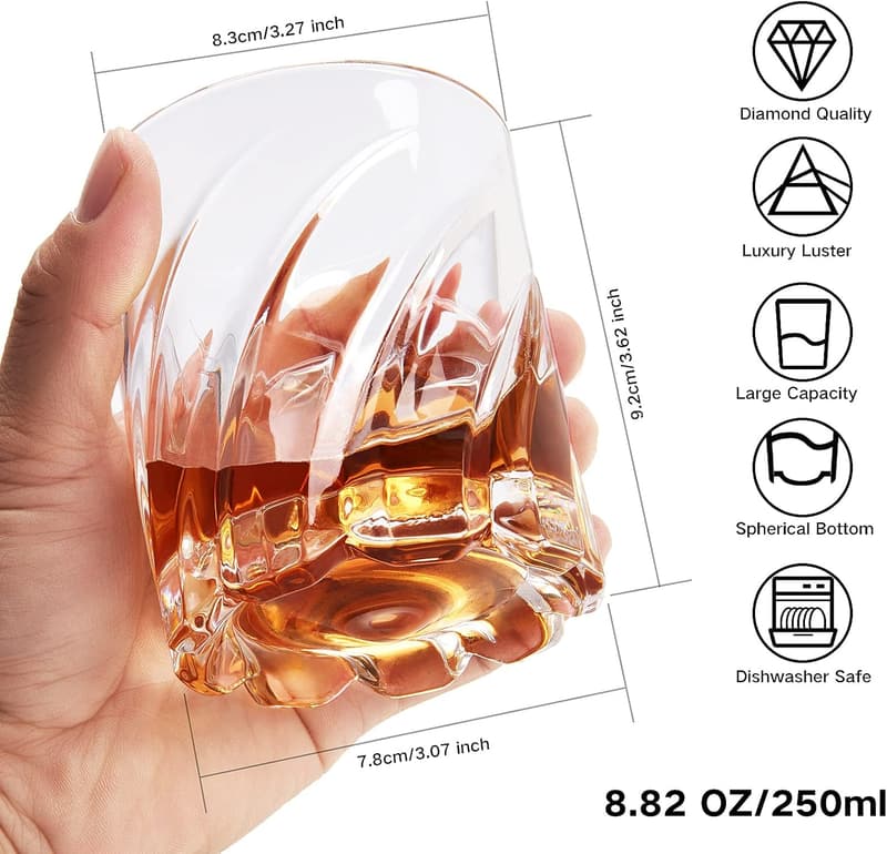 Luxury Whiskey Glasses Set with Iceball Molds - Gifts for Dad