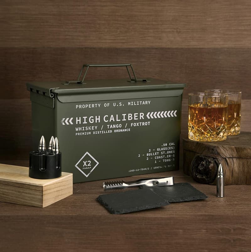 Whiskey Glass Set with Ice Molds - Gift Boxed for Men