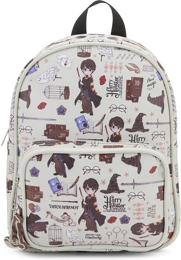 Harry Potter Mini Backpack Purse with Hogwarts Print, 10.5