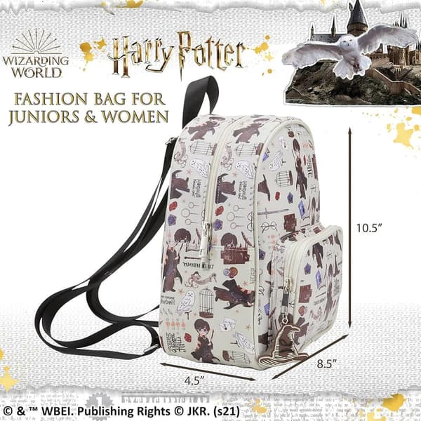 Harry Potter Mini Backpack Purse with Hogwarts Print, 10.5