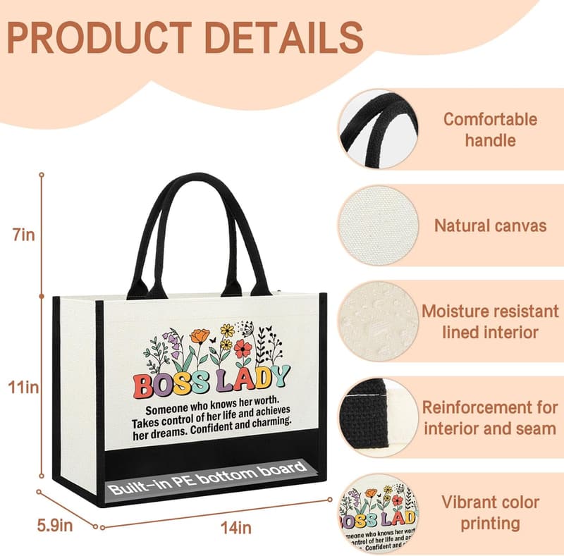 Inspirational Boss Lady Tote Bag for Women’s Appreciation Gifts