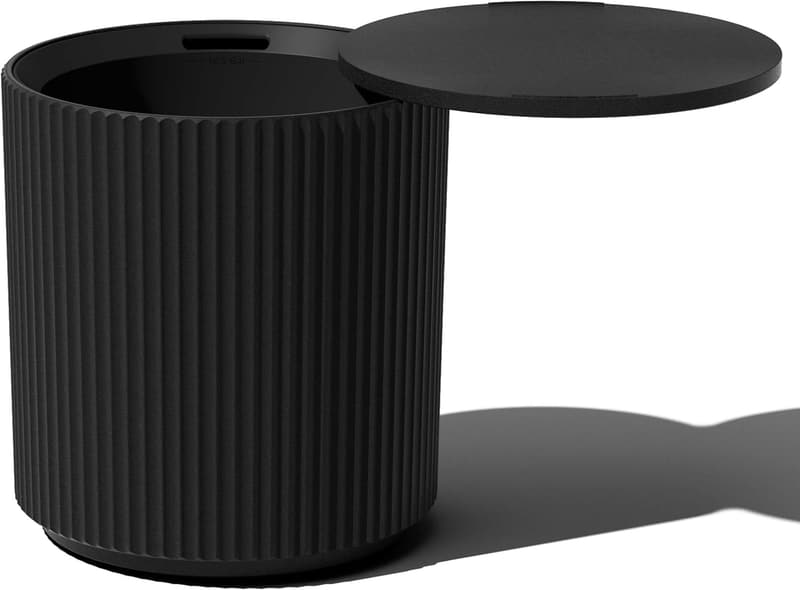 Outdoor Cooler Side Table - Black, 21-Inch, 2-in-1 Design