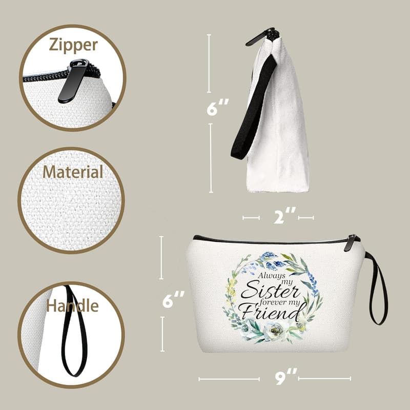 Sister Birthday Gift - Fun Makeup Bag for Women