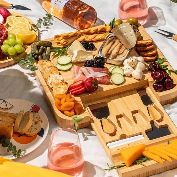 Large Bamboo Charcuterie Board Set - Perfect Housewarming Gift