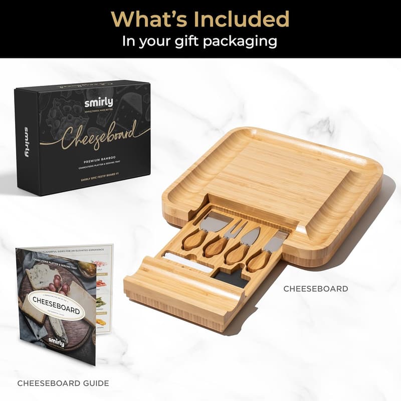 Large Bamboo Charcuterie Board Set - Perfect Housewarming Gift