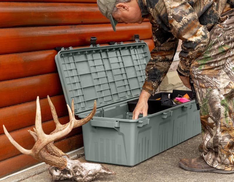 Water-Resistant Stackable Gear Crate - Holds 75lbs, Army Green