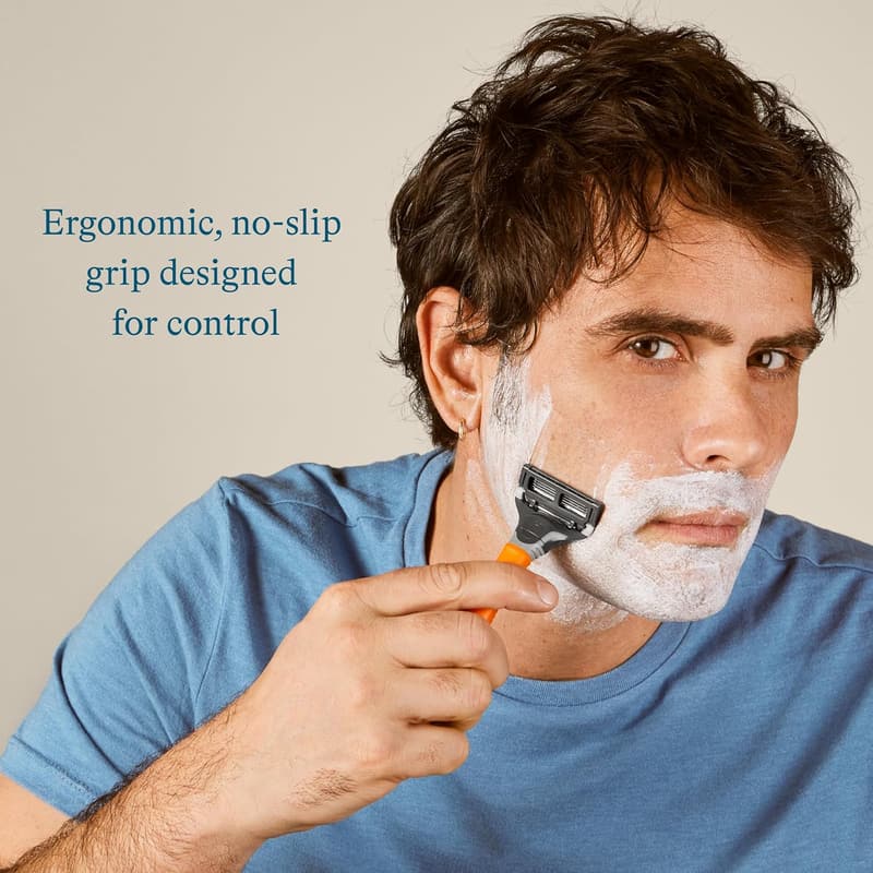 Men's Shaving Kit - Razor, 5 Blade Refills, Foaming Gel, Travel Cover