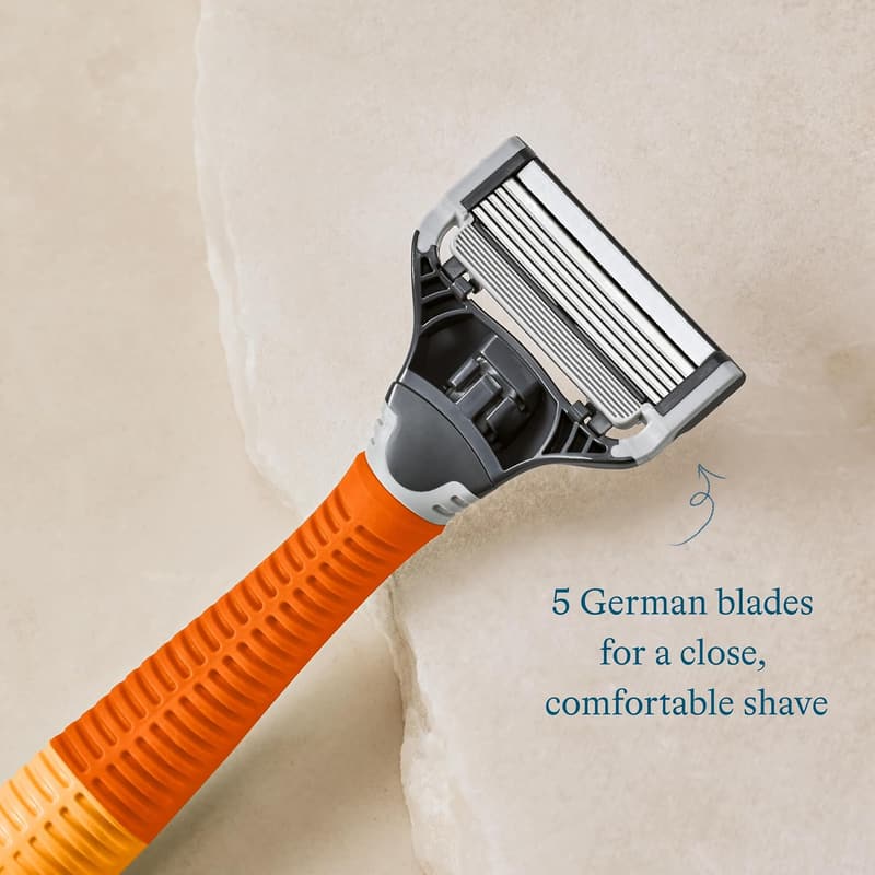 Men's Shaving Kit - Razor, 5 Blade Refills, Foaming Gel, Travel Cover