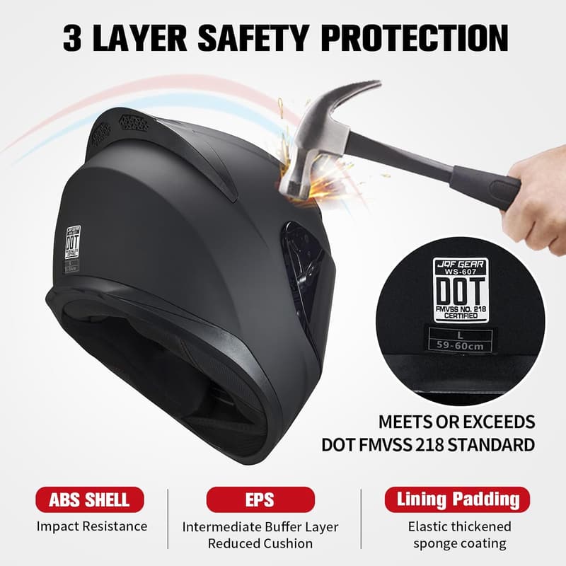 DOT Approved Dual Visor Full Face Motorcycle Helmet for Adults