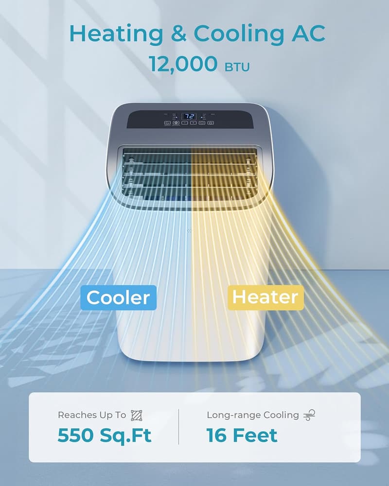 4-in-1 Portable AC & Heater for Rooms up to 550 Sq.Ft.