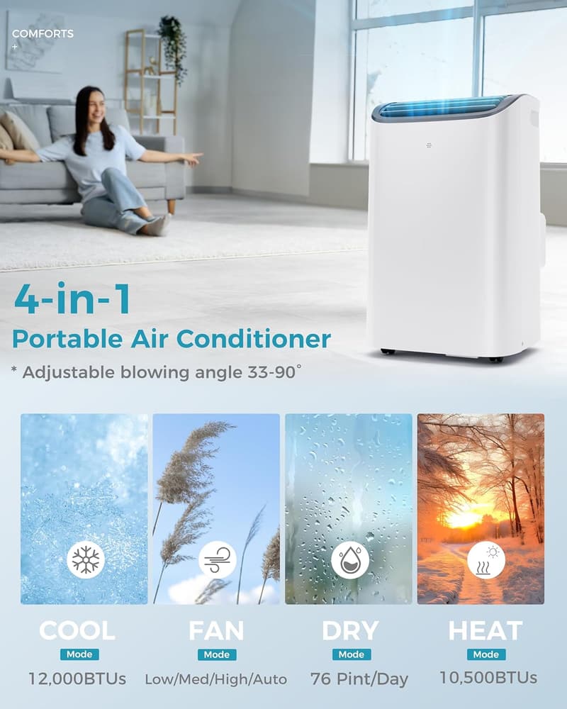 4-in-1 Portable AC & Heater for Rooms up to 550 Sq.Ft.