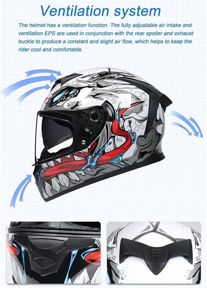DOT Approved Full Face Motorcycle Helmet for Adults