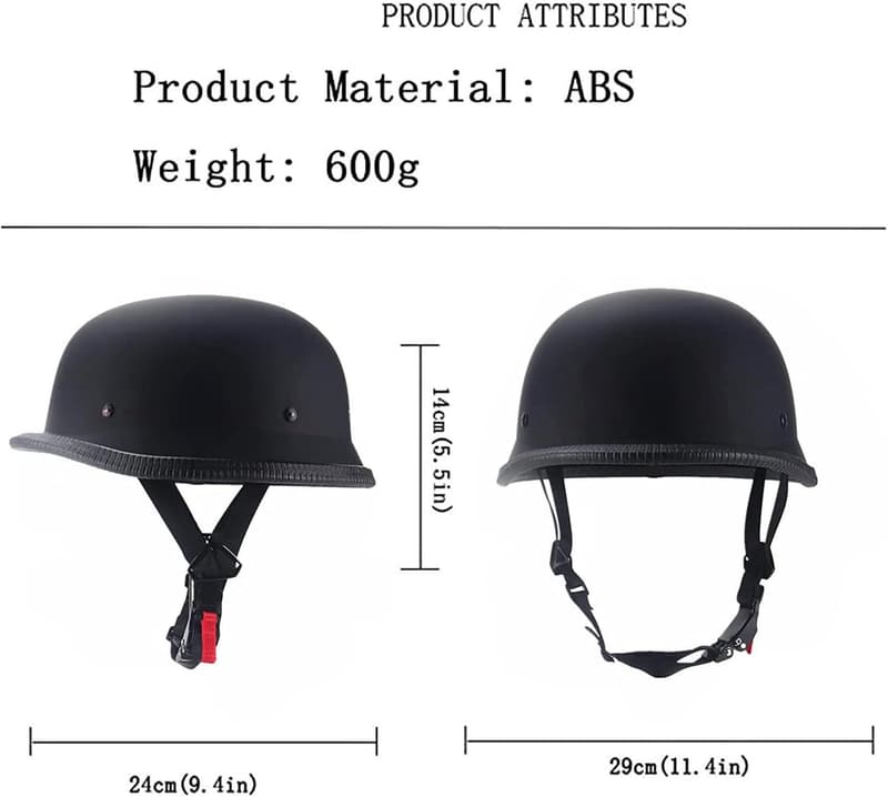 Vintage German Half Motorcycle Helmet - DOT Approved