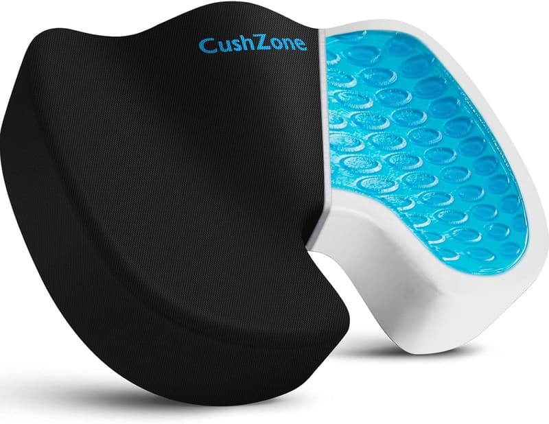 Cooling Gel Memory Foam Seat Cushion for Pain Relief - Black Large