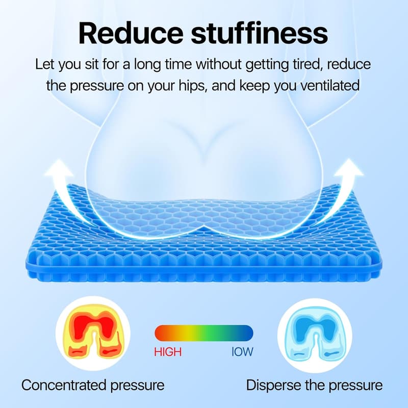 Cooling Gel Seat Cushion – Large Honeycomb Design for Comfort
