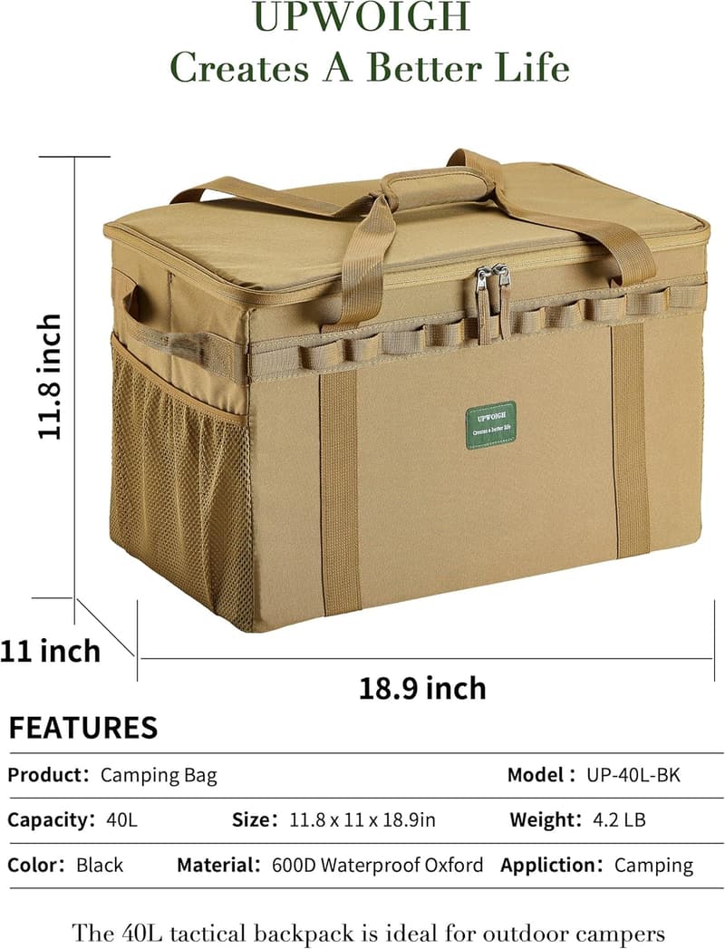40L Tactical Camping Duffel Bag with Waterproof Bottom