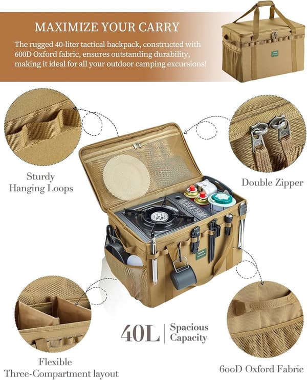 40L Tactical Camping Duffel Bag with Waterproof Bottom