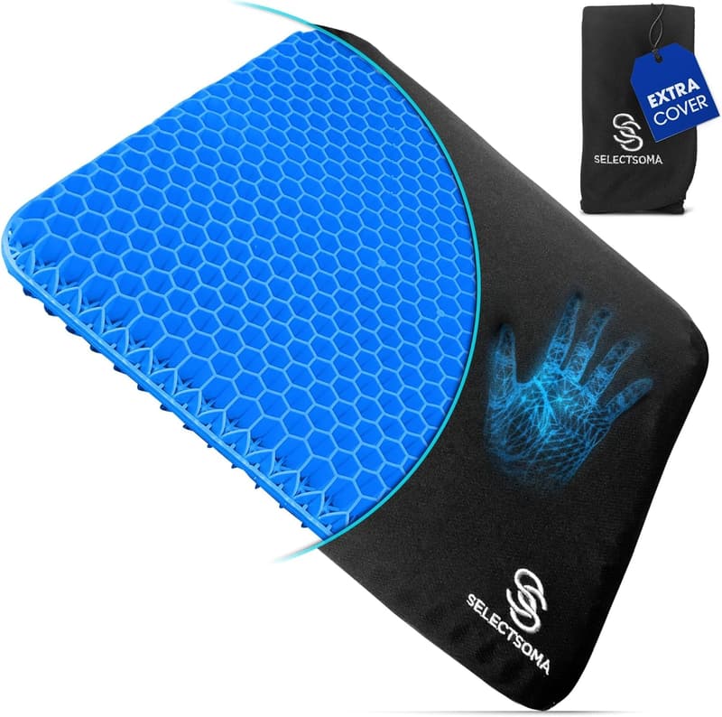 SelectSoma Gel Seat Cushion for Back Pain Relief and Comfort
