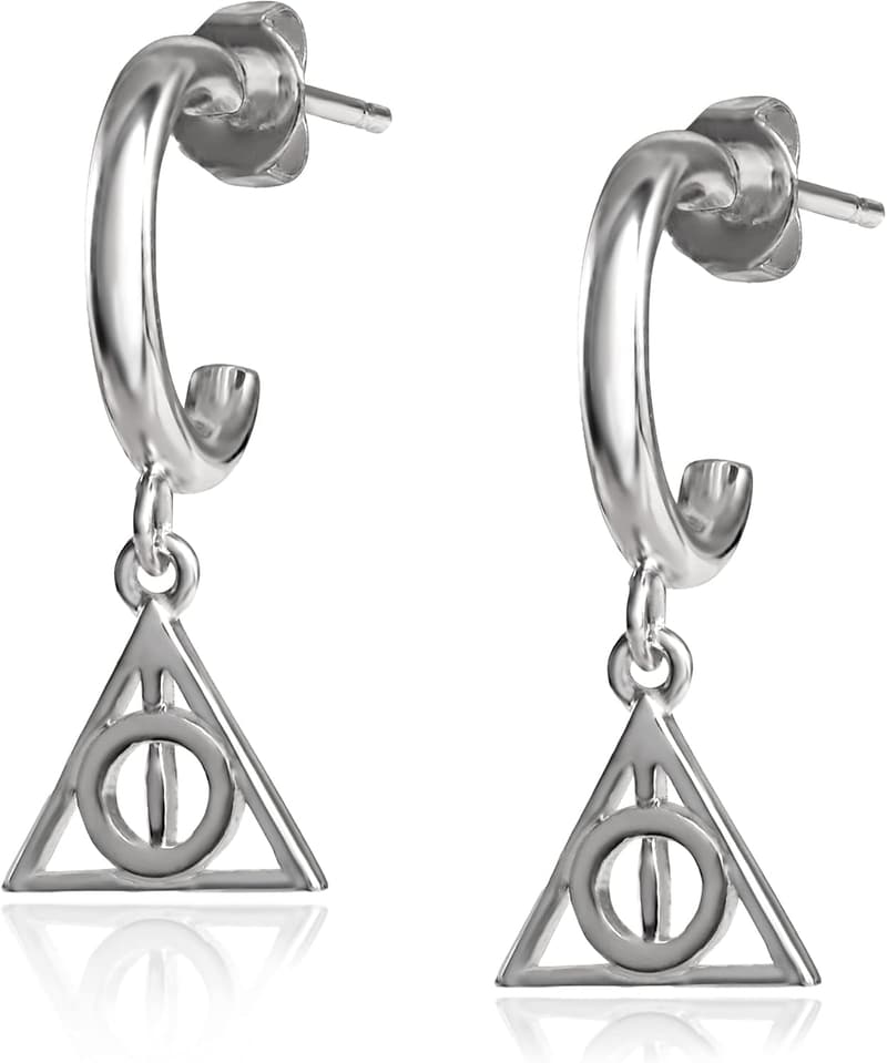 Harry Potter Women's Hoop Earrings with Deathly Hallows Charm