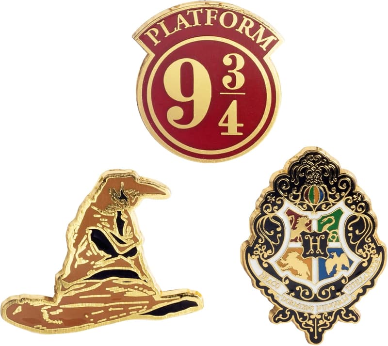 Harry Potter Enamel Pin Set - 3 Collectible Metal Pins