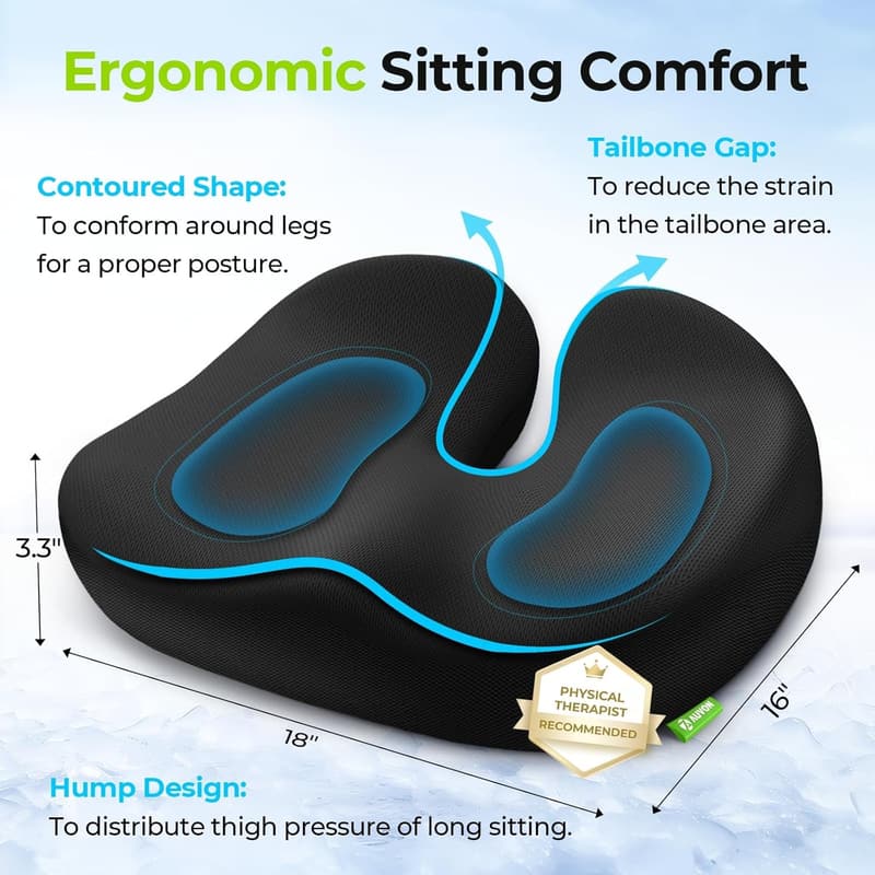 Cooling Gel Memory Foam Seat Cushion for Pain Relief