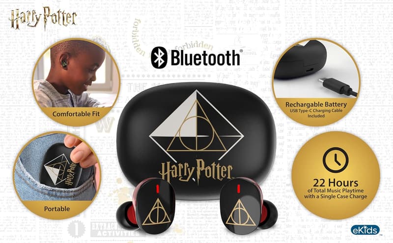 Harry Potter Wireless Bluetooth Earbuds with Microphone