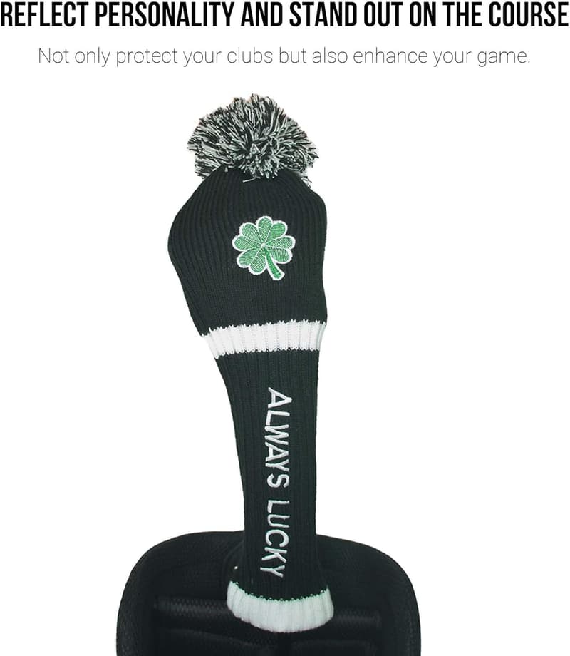 St. Patrick's Day Golf Club Head Covers Set, Knit Clover Design