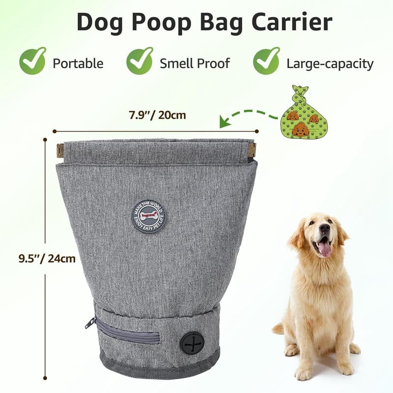 Portable Smell-Proof Dog Poop Bag Holder with Magnetic Closure