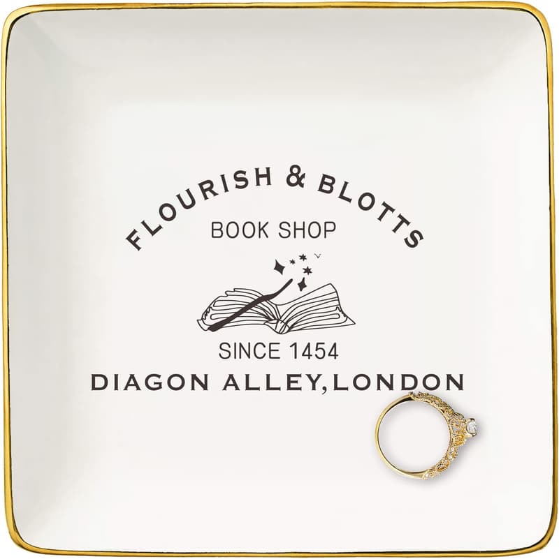 Bookworm Gift: Ceramic Jewelry Tray for Women