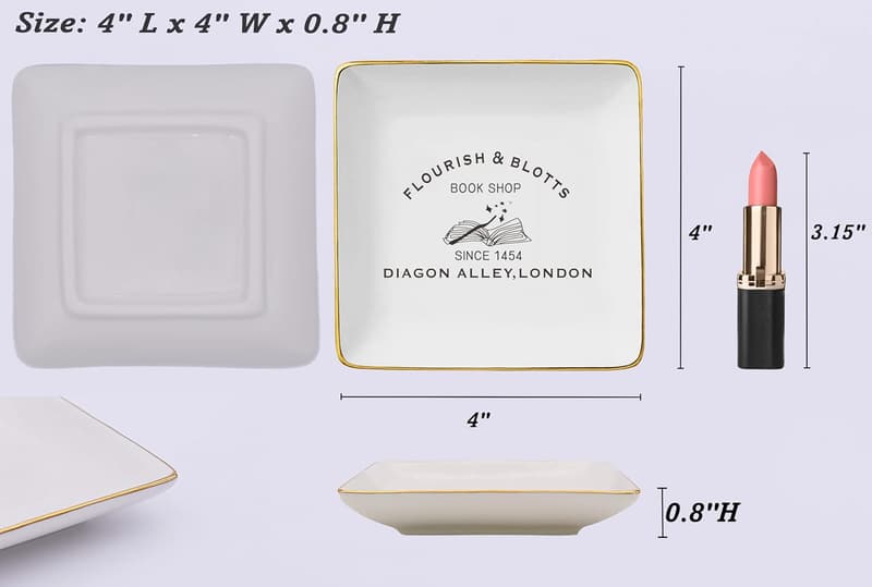 Bookworm Gift: Ceramic Jewelry Tray for Women