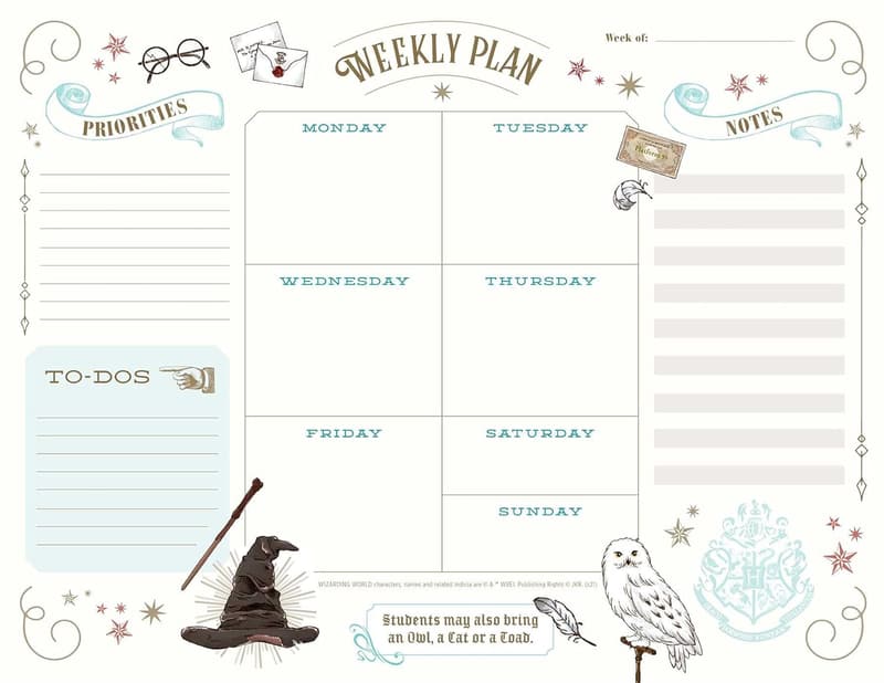 Harry Potter Undated Weekly Planner Notepad for Fans