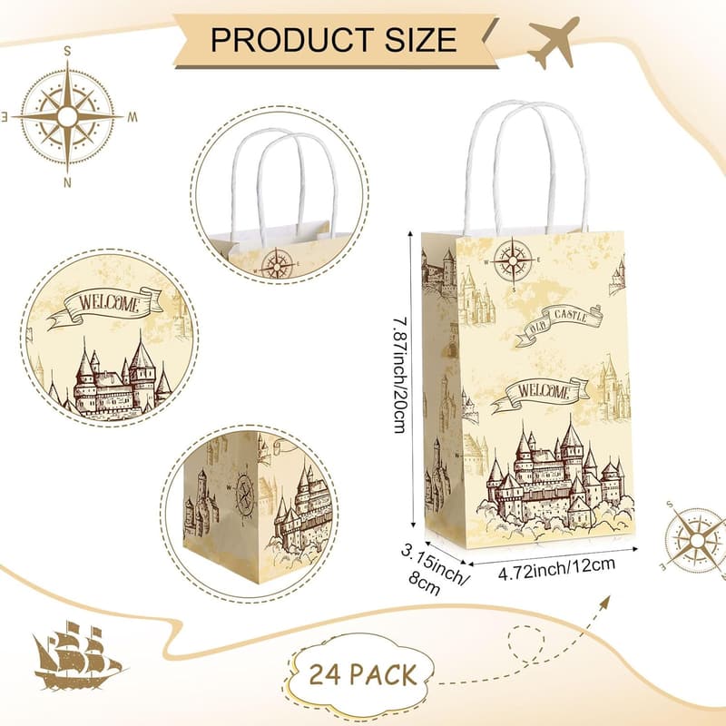 Wizard-Themed 24 Pcs Pumpkin Party Favor Bags for Kids