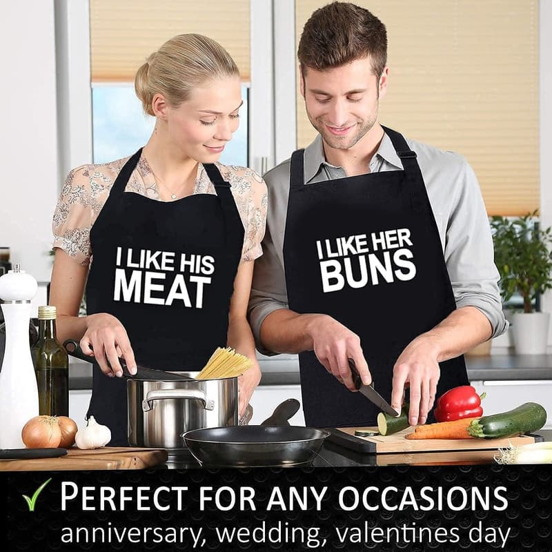 Couple Aprons Set with Gift Bag - 