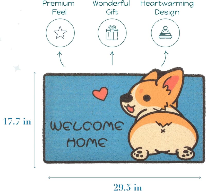 Corgi Design Welcome Mat - Durable Outdoor Doormat for Home