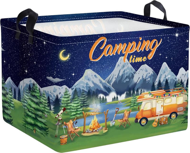 Outdoor Black Camping Storage Basket for Clothes & Essentials