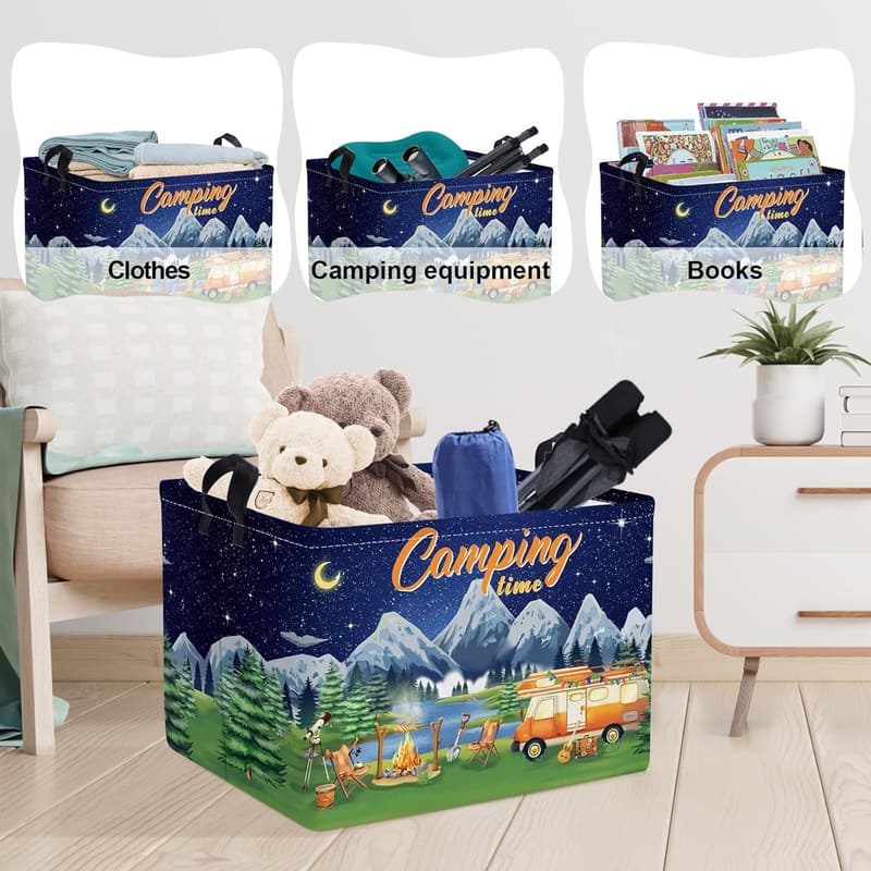 Outdoor Black Camping Storage Basket for Clothes & Essentials