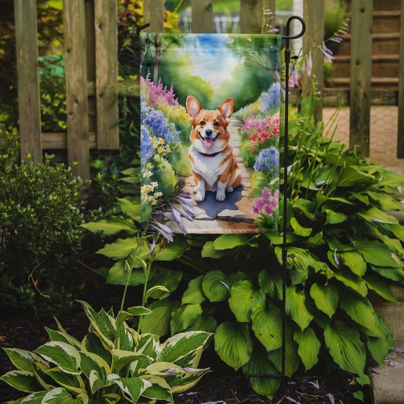 Corgi Spring Path Decorative Garden Flag for Outdoor Displays