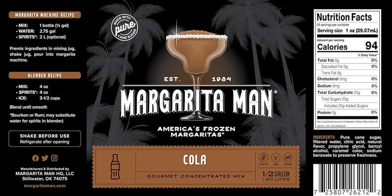 Margarita Man Cola Mix - 64oz Pure Cane Sugar Drink Mixer