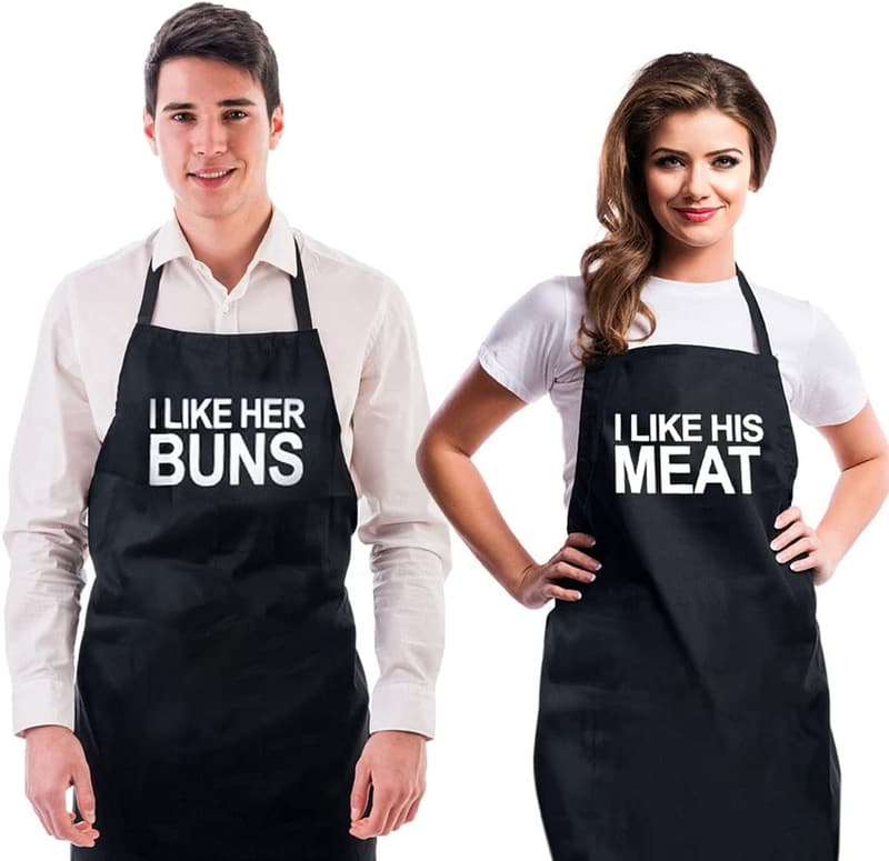 Couple Aprons Set with Gift Bag -