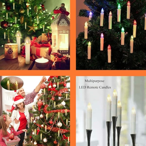 Flameless LED Taper Candles, Ivory, 10-Pack for Events
